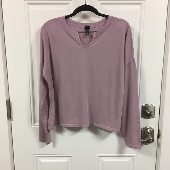 Wild Fable Purple Distressed V-Neck Long Sleeve Shirt NWT - Choose Size - Picture 1 of 11